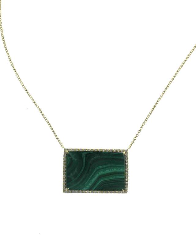 Malachite Pendant Necklace with Diamonds in 18K Gold